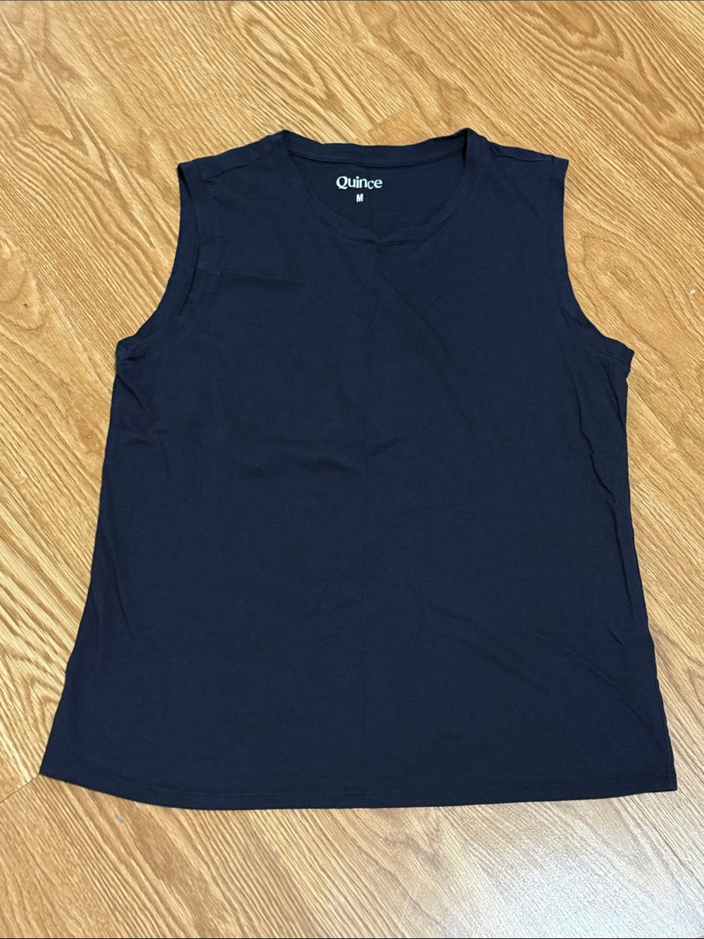 Quince Black Sleeveless Crewneck Tank Top